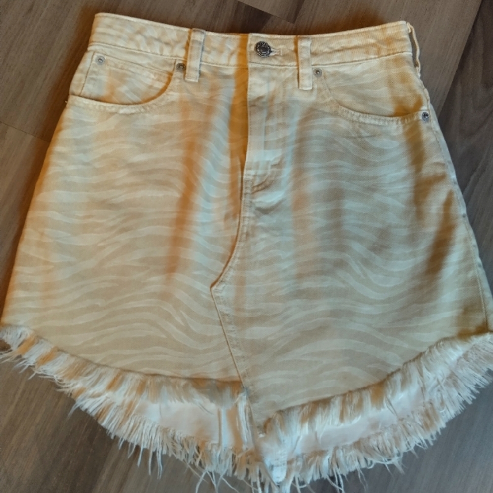 We The Free Zebra Zinc Mini Denim Skirt - Picture 2 of 7